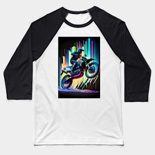 Cyber Future Dirt Bike With Neon Colors Baseball T-Shirt